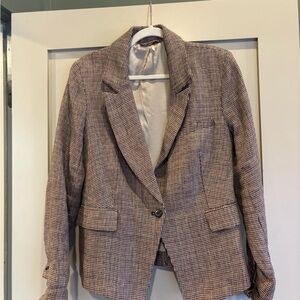 Free People Women's Brown Checkered Blazer